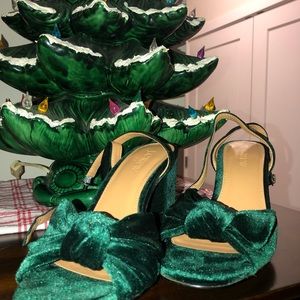 Green Velvet Strappy Heels